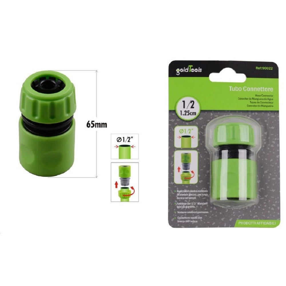 Trade Shop - Connettore Con Innesto Rapido Con Acquastop Per Tubo Da 1/2″ 1.25cm 65mm 90022 -