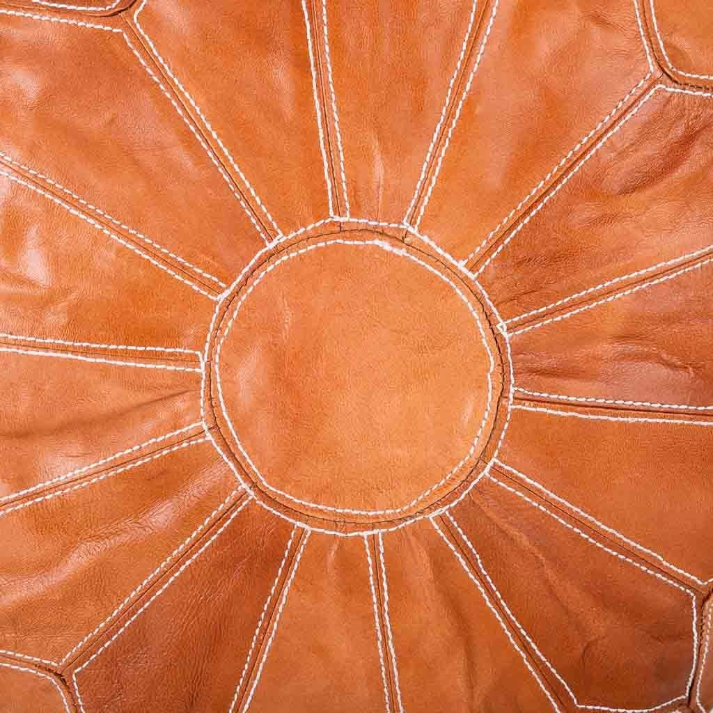 Pouf in pelle arancione 48x48x35h