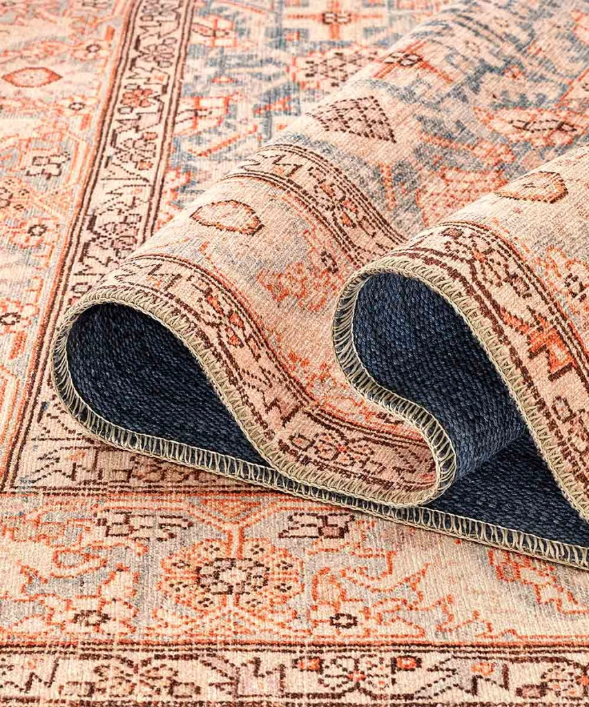 Tappeto arredo casa ORIENTAL HERAT AZZURRO CREMA cm.160x230 riproduzione disegno persiano classico in stile vintage. Tappeto lavabile per salotto, soggiorno, camera da letto.