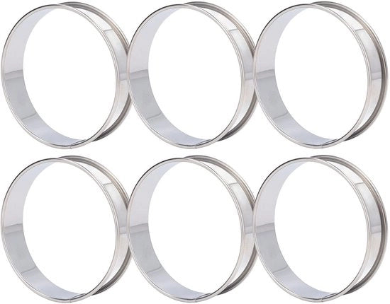 Set di Crumpet di Acciaio Inossidabile da 6 - Muffinringe Antiforatura - 8 cm - Per Uova e Pannocotte - Ideali per la Frittura