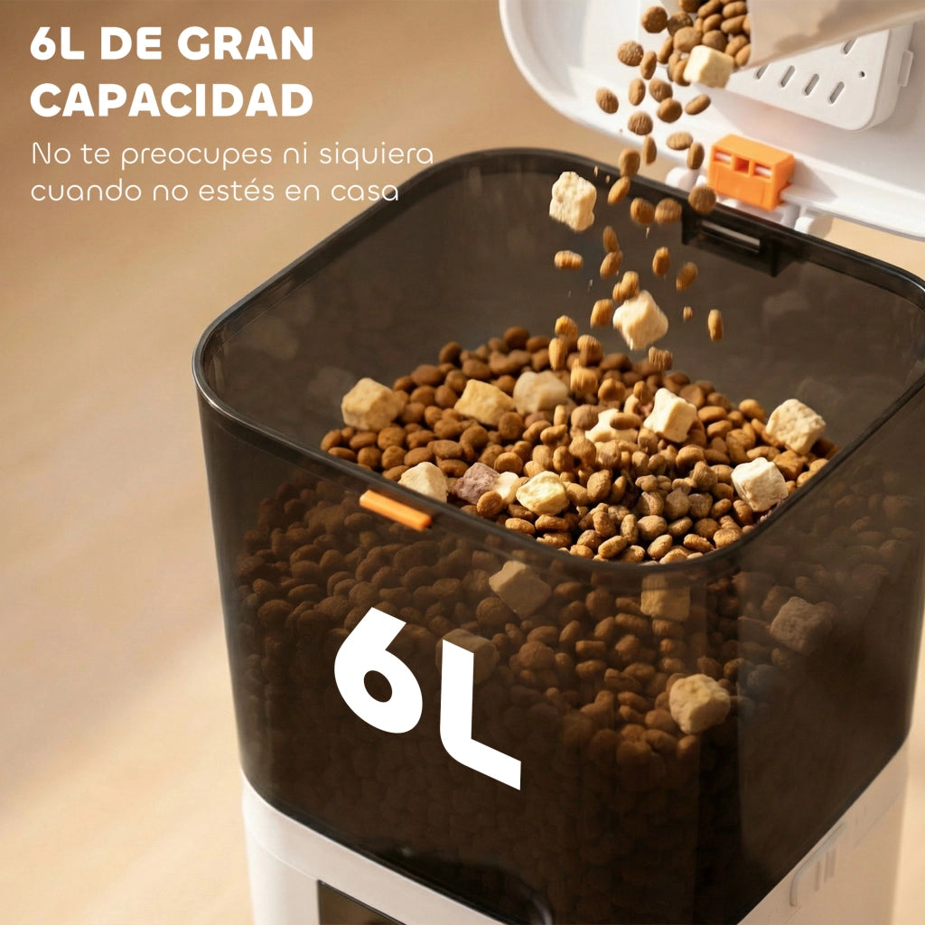 Dispenser Cibo Automatico 6L WiFi App ¨C zephmum ¨C 2 Ciotole Programmable 1-10 Pasti