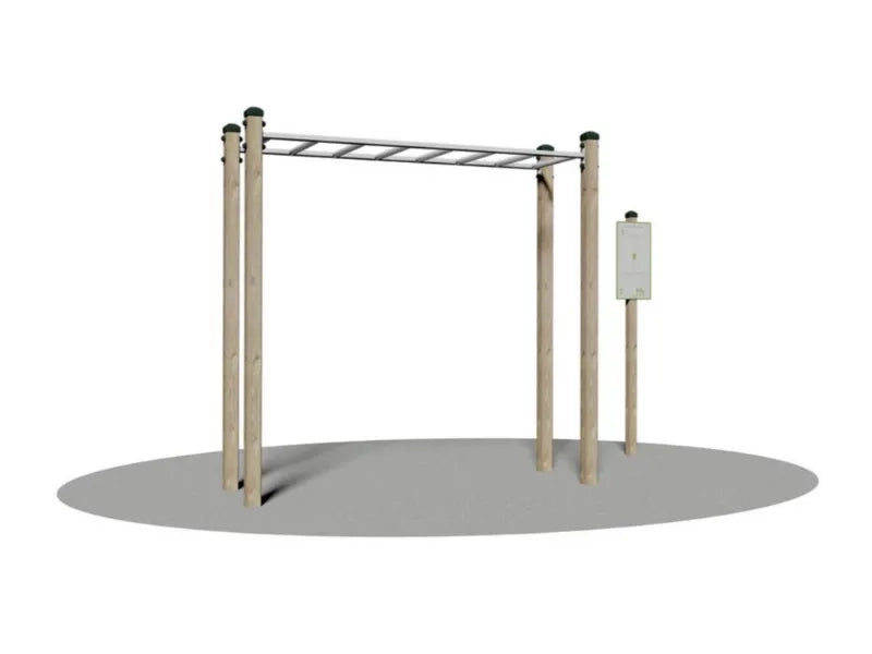 Arrampicata Orizzontale Giochipark legno 9x9cm acciaio Ø 4cm prese antiscivolo