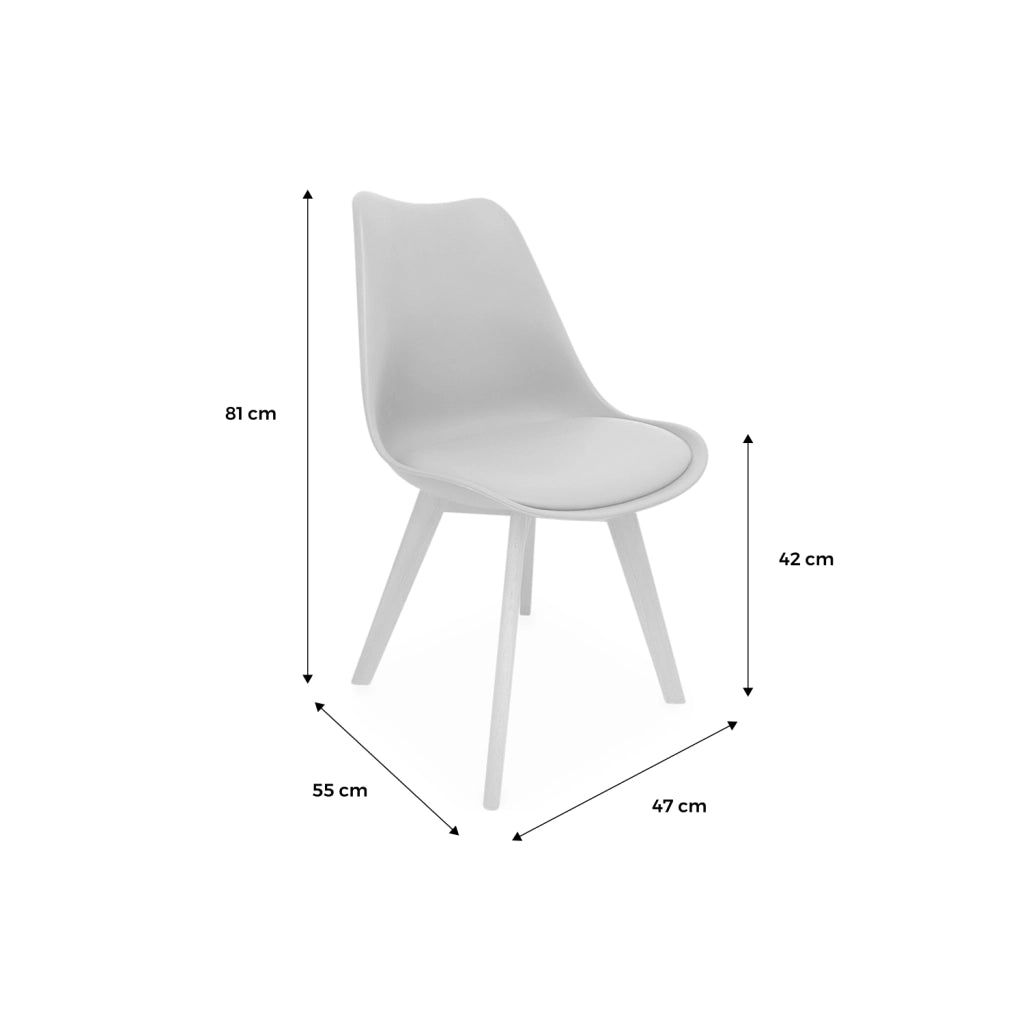 Set 6 sedie scandinave imbottite, gambe in legno per sala da pranzo,