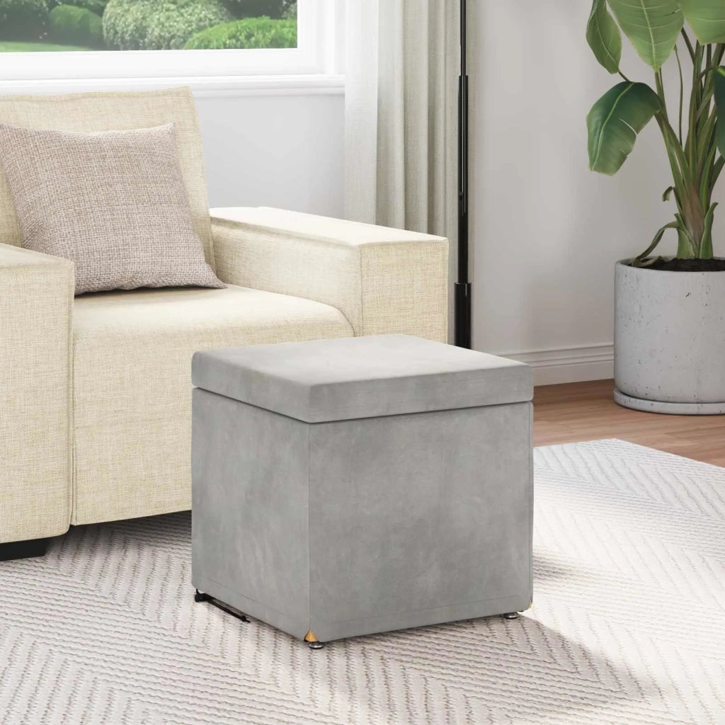 Pouf Grigio chiaro Velluto e Legno Ingegnerizzato