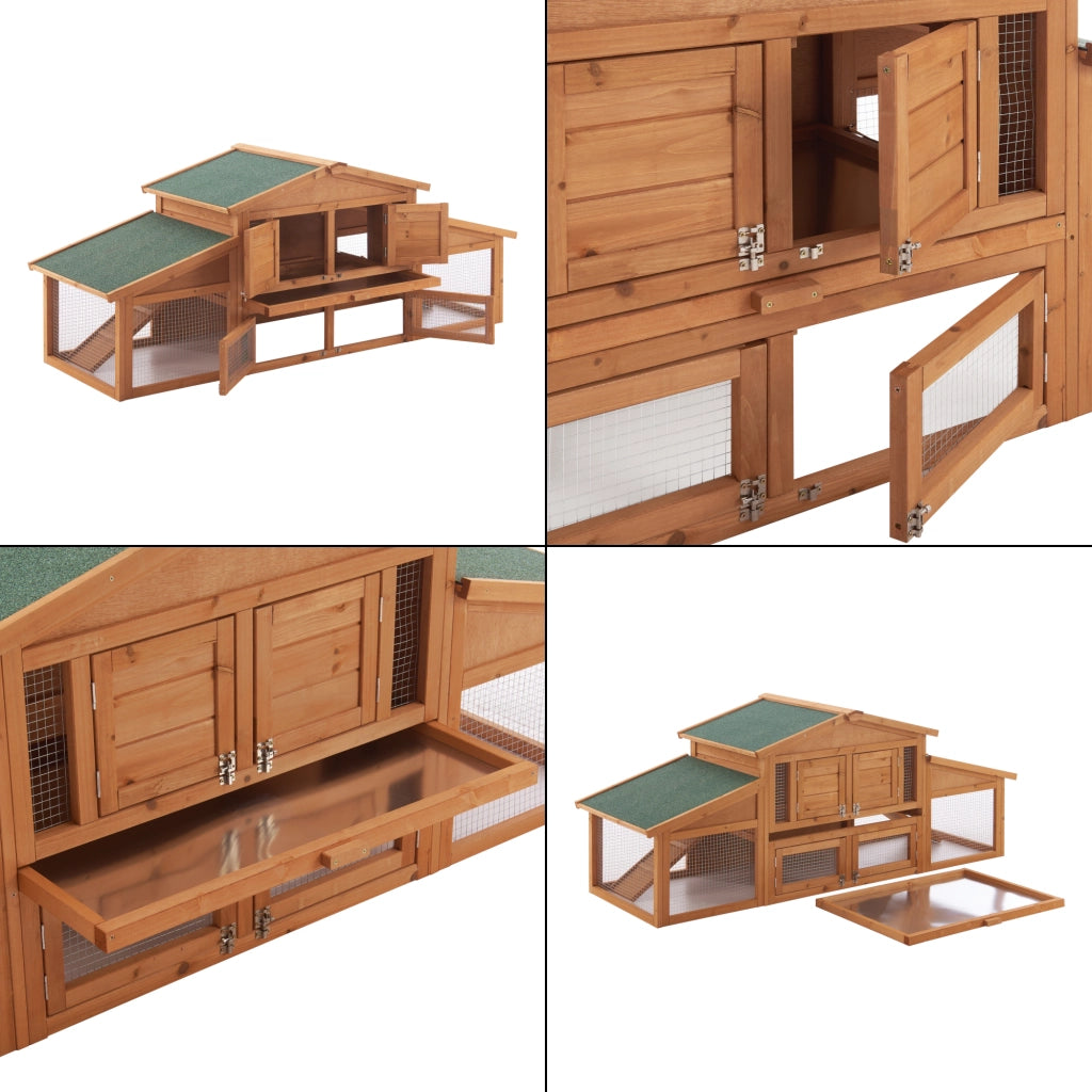Conigliera 'Schmitten' Coperta con Tettuccio Impermeabile (AxLxP) 72 x 180 x 62 cm - Struttura in Legno [en.casa]