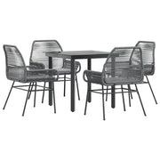 Set da Pranzo da Giardino 5 pz | Set Salotto da Giardino con Cuscini Polyrattan Vetro