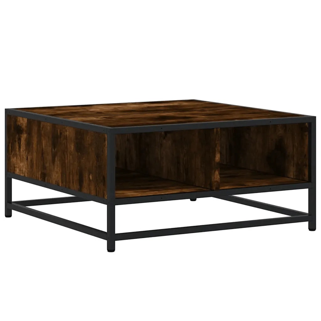 Tavolino Rovere Fumo 60,5x60,5x30 cm in Truciolato e Metallo
