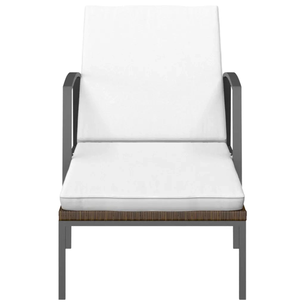 Lettini Prendisole 2 pz con Tavolo in Polyrattan Marrone 317637