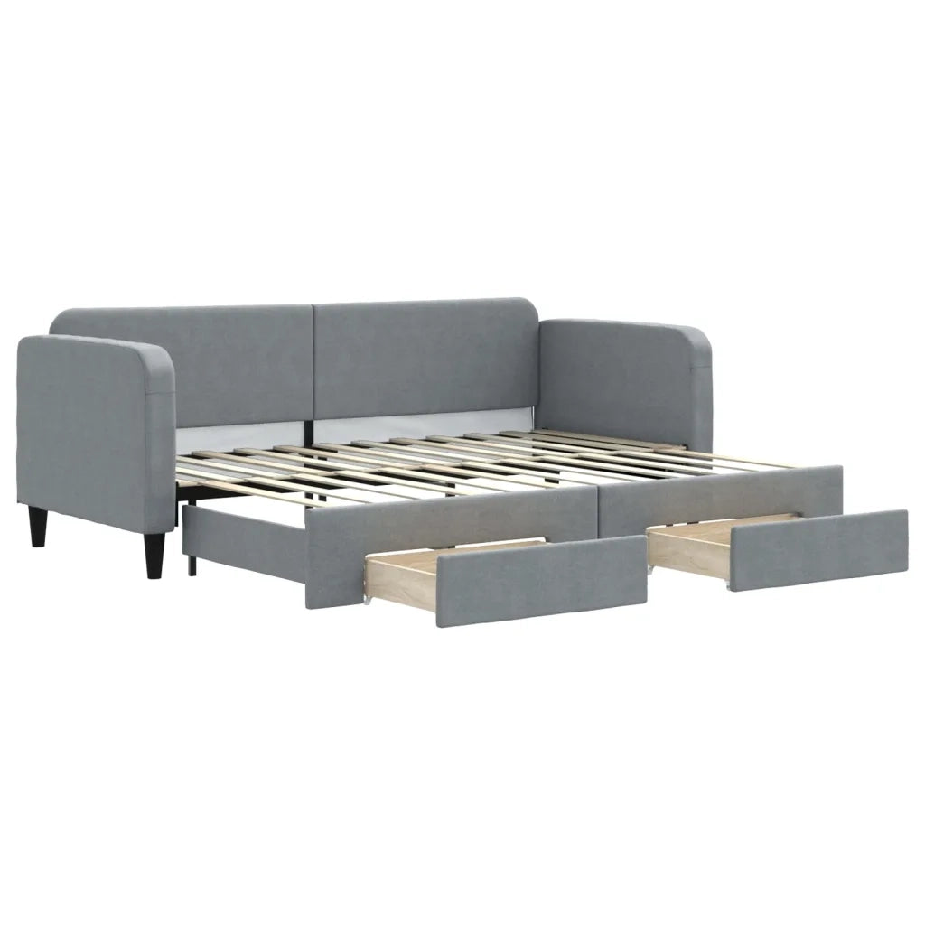 Divano Letto Estraibile Cassetti Grigio Chiaro 80x200cm Tessuto 3196847