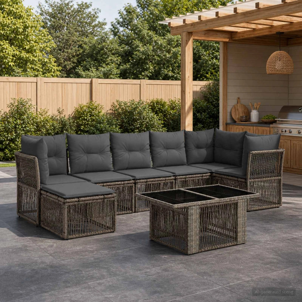 Set Divano da Giardino 8 pz Grigio polyrattan 3436505