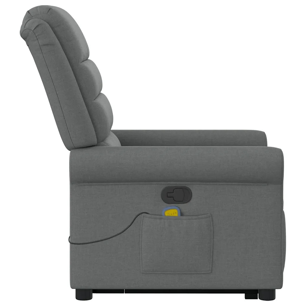 Poltrona Alzapersona Massaggi Reclinabile Grigio Scuro Tessuto 3303325