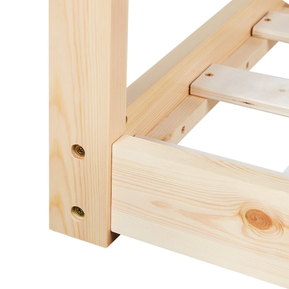 Letto a casetta per bambini in legno di pino chiaro UE misura singola 90 x 200 cm con telaio a doghe letto per bambini piccoli
