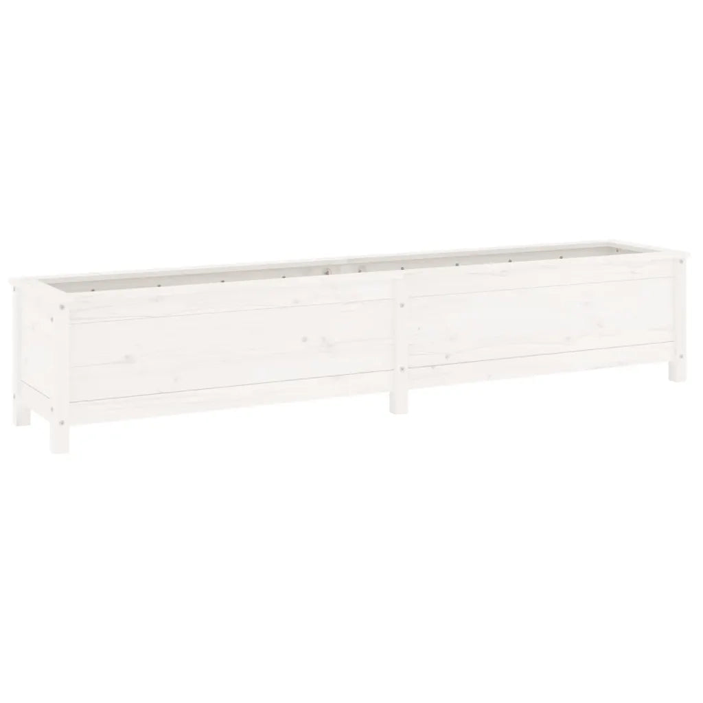 Fioriera Rialzata Giardino Bianca 199,5x40x39 cm Massello Pino 825269