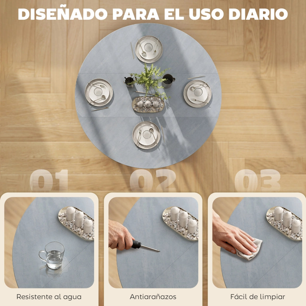 Tavolo Pieghevole con Ruote e Ripiano ¨C Zephmum ¨C Grigio Cemento 120x60x75