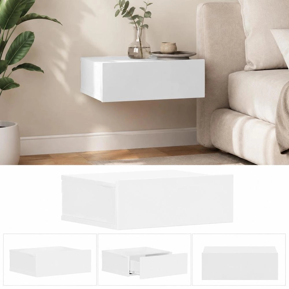 Hanging Bedside Table, White, 40x30x15 Cm, Wood Composite