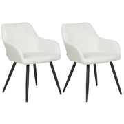 Set di 2 sedie imbottite in velluto bianco crema con gambe in metallo soggiorno cucina