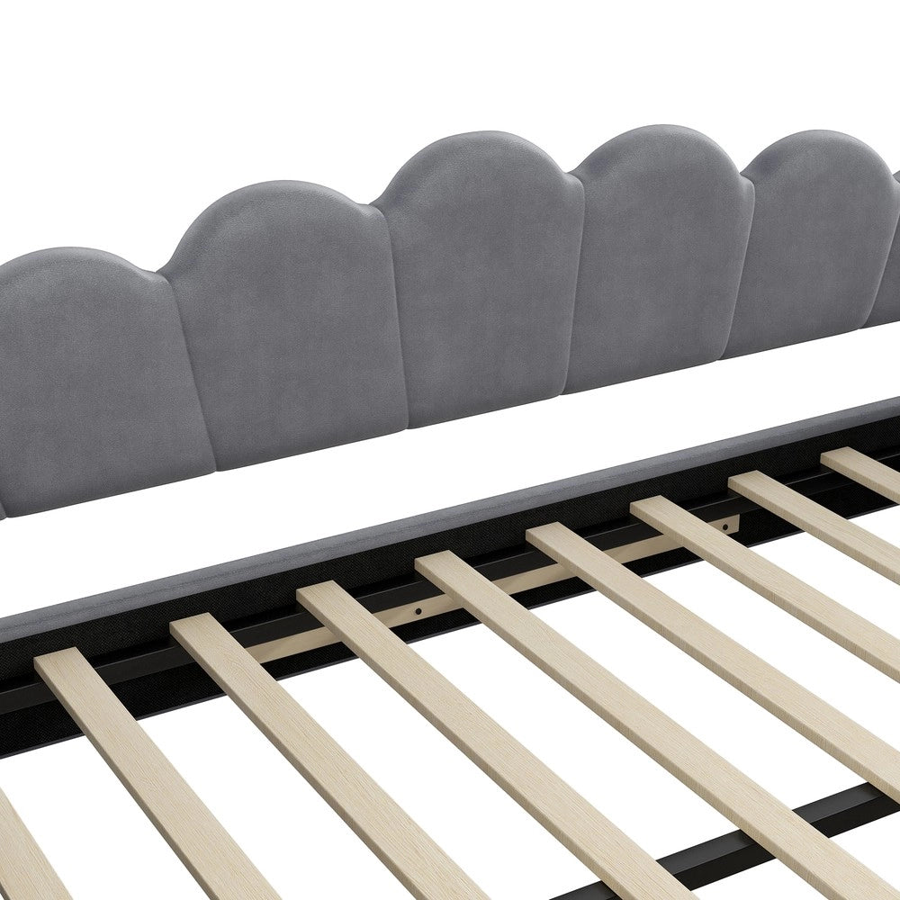 Letto Imbottito con LED e Letto Estraibile ¨C MINIMAL ¨C Grigio 140x200