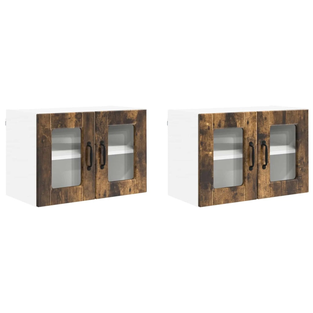 Mobile in vetro da parete PORTO 2 pcs Rovere fumé