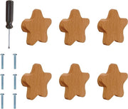 6 pezzi di maniglione in legno a design stellato per armadio in cucina, camera da letto e cameretta.