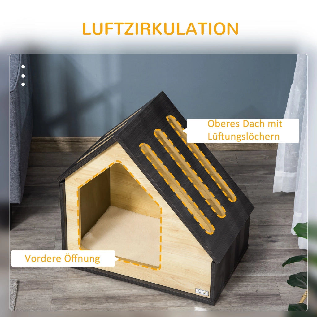 Cuccia per cani in mdf con cuscino sfoderabile e lavabile per interni marrone 60 × 40 × 59,2 cm