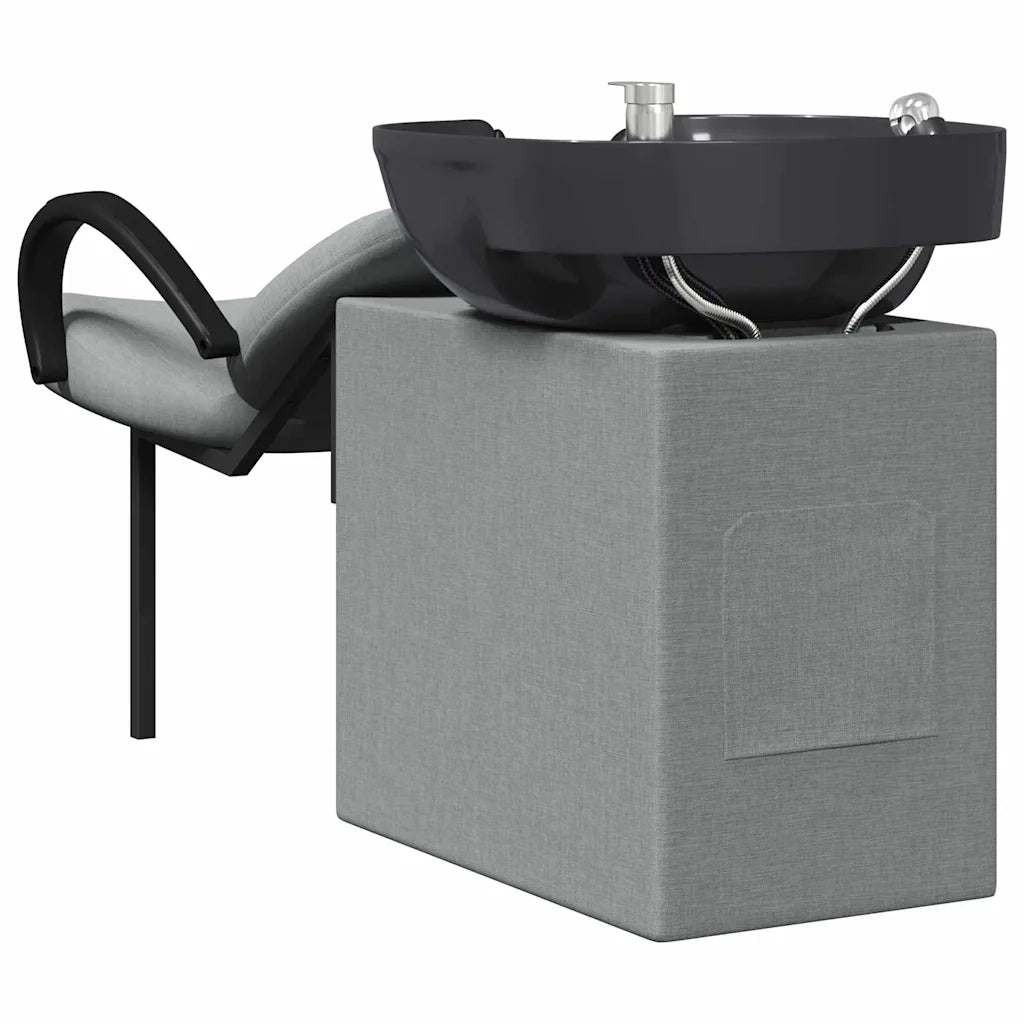 Sedia per Shampoo Grigio Chiaro e Nero 136 x 60 x 92 cm Tessuto 42009073