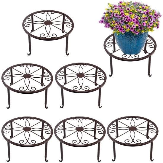 Set di 6 supporti per piante in metallo da 24cm, vasi per piante, supporti per vasi in metallo rotondi, contenitori per piante per interni, balconi, esterni, giardino