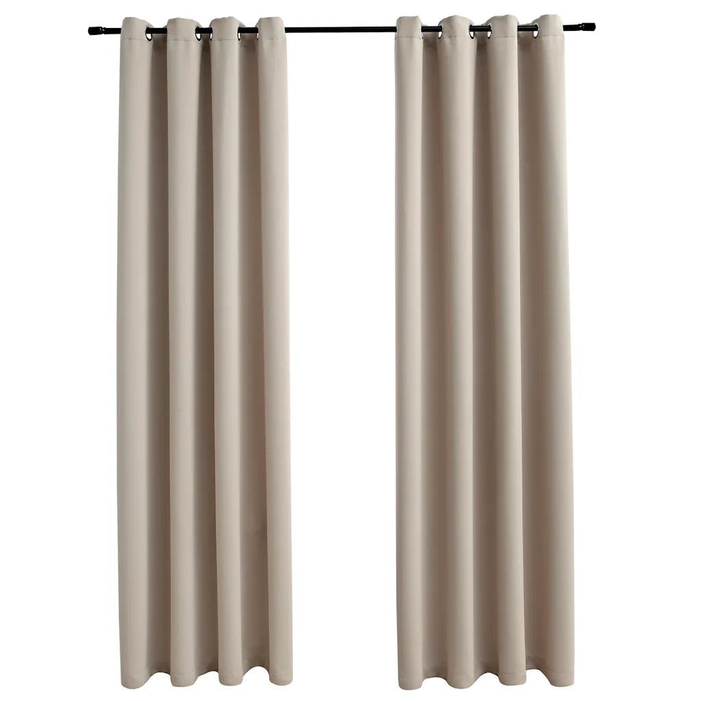Tende Oscuranti con Anelli in Metallo 2 pz Beige 140x175 cm cod mxl 73980