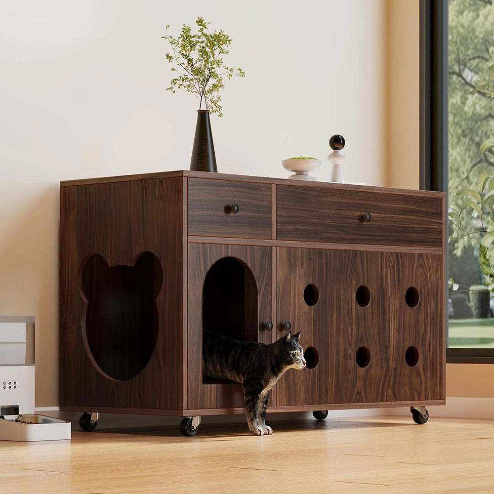 Casa lettiera per gatti - Xylo - 100x45x66cm noyer anti-odore
