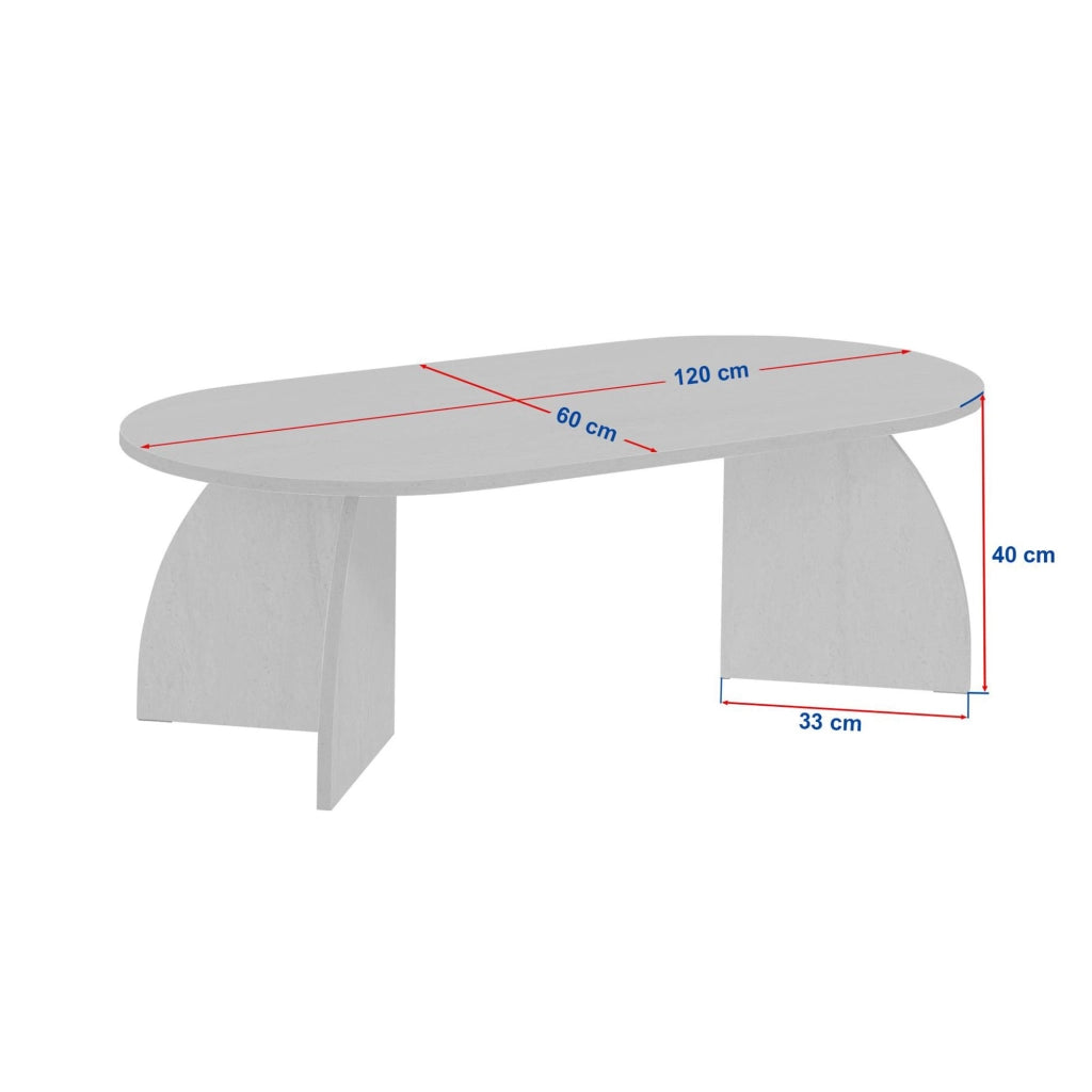 Nohaza, Tavolino da Salotto Forma Ovale, 120x60x40h cm Nero Frassinato