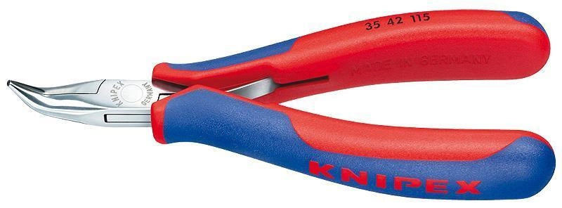 Knipex 35 42 115 Pinza per elettronica con mascelle piatte rotonde angolate a 45° lunghezza 115 mm colore Blu Rosso