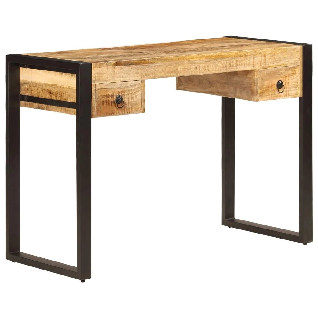 Scrivania per computer con 2 cassetti 110 cm legno massello di mango 0502080