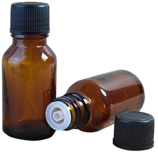 Flessi di viaggio 20ml - 6 pezzi - Vetro ambrato - Tappo di vite nero - Deposito cosmetico - Protezione UV - Ideali per regali - Flessi di conservazione
