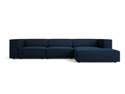 Cosmopolitan Design - Divano angolare destro "Arendal" 4 posti in ciniglia con effetto a coste blu reale 