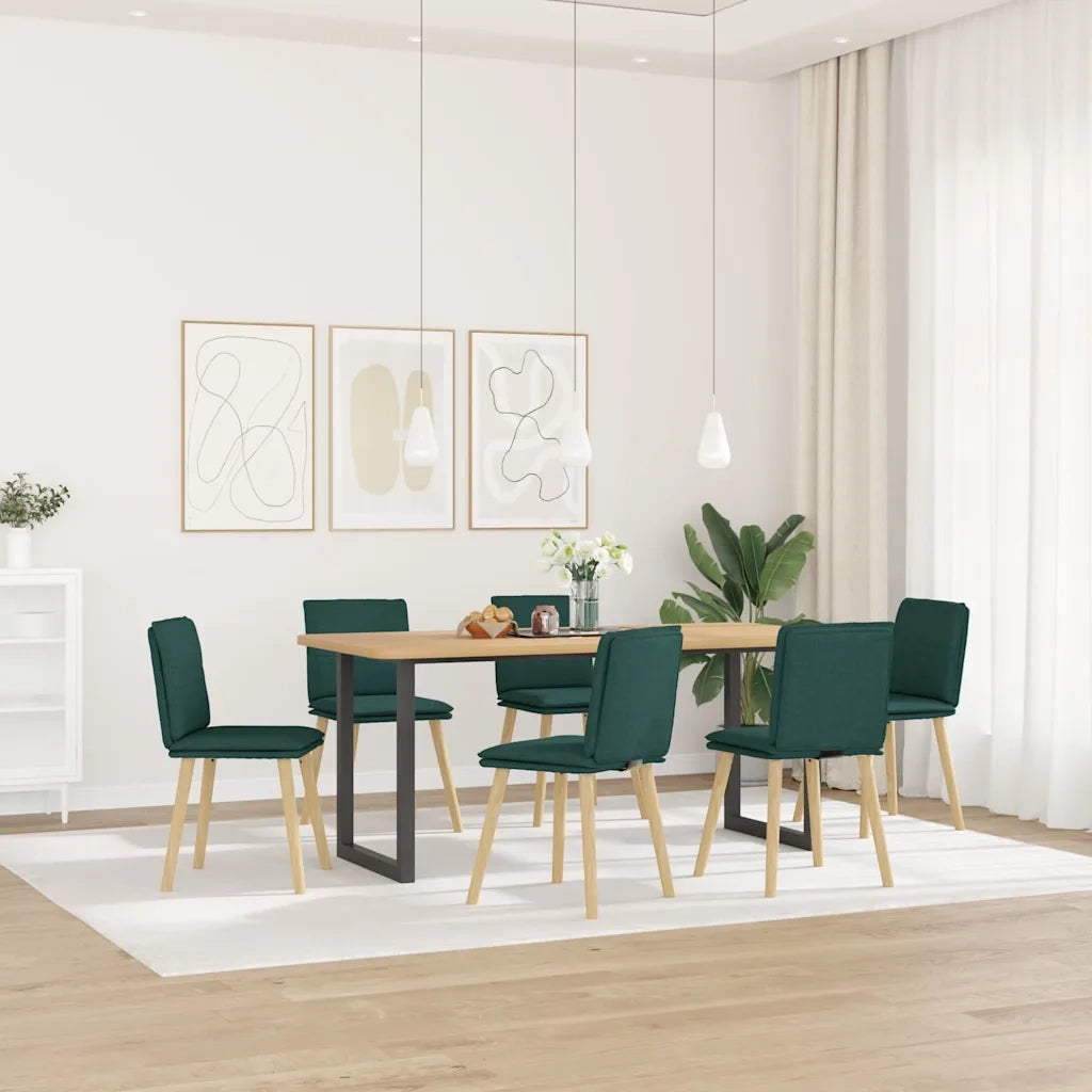 vidaXL Sedie da Pranzo 6 pz Verde Scuro in Tessuto