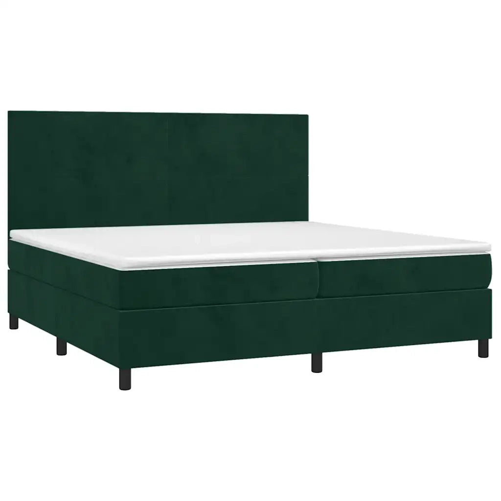 Giroletto a Molle con Materasso Verde Scuro 200x200 cm Velluto 3142926