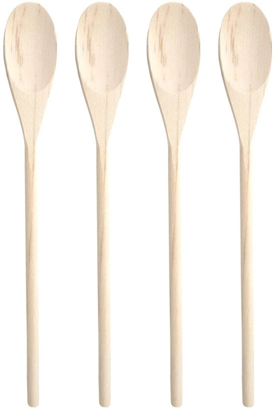 4 x Cucchiai in Legno di Quercia per la Cucina – Accessori per la Cucina, Frittura e Cottura – 30,5 cm Progetto Unico – Accessori Resistenti alle Sollecitazioni – Cucchiaio, Cucchiaio da Minestra