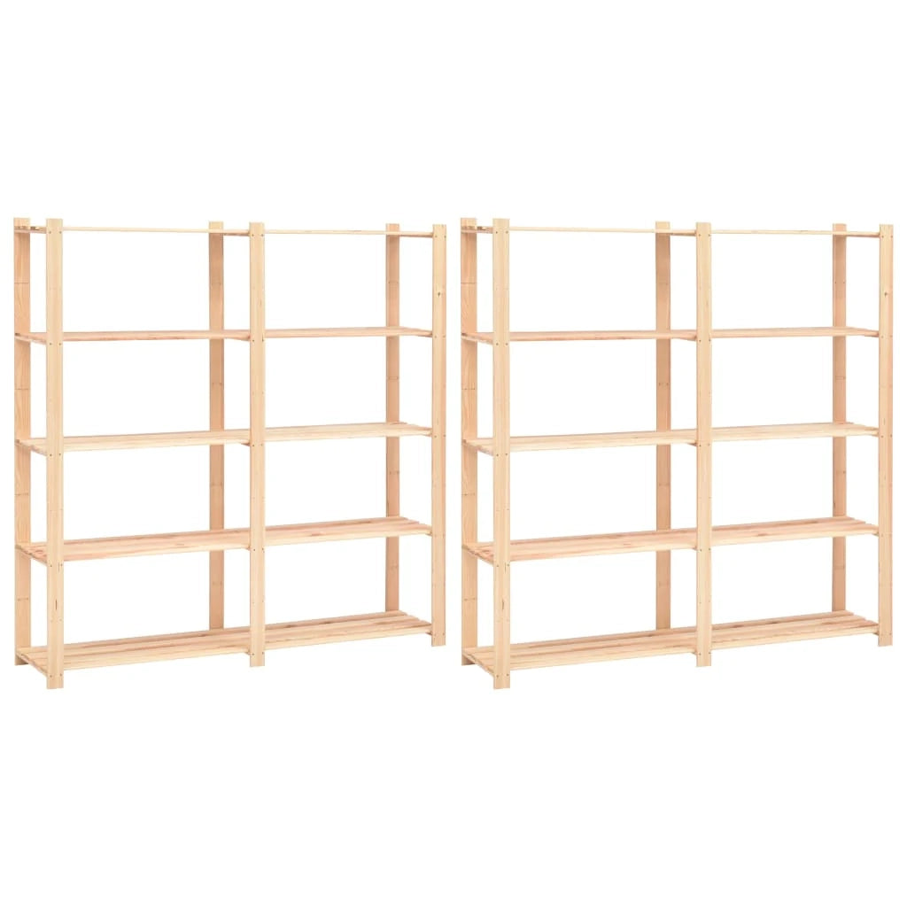 Scaffali portaoggetti a 5 ripiani set da 2 170 x 38 x 170 cm pino 500 kg beige 02_0045734