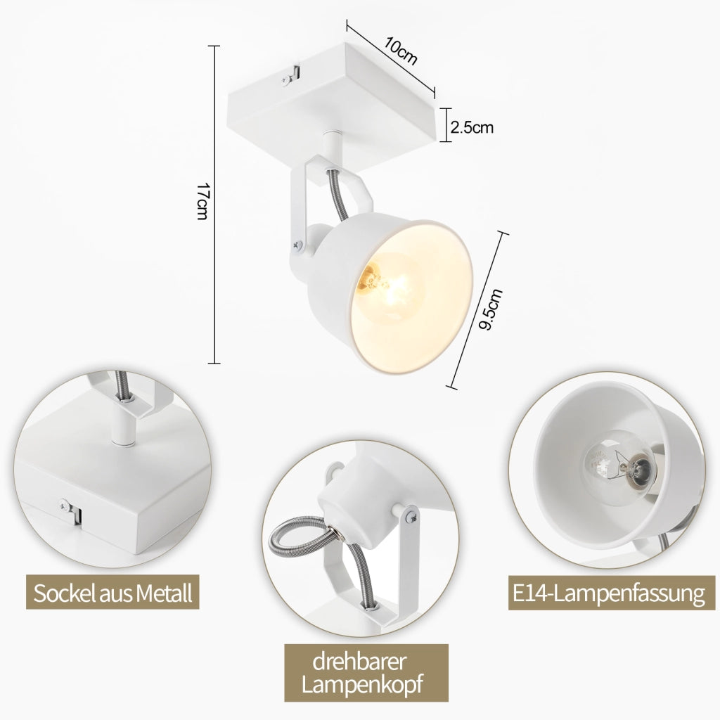 ZMH Faretto da soffitto 1 fiamma vintage E14 anche parete per cucina camera letto