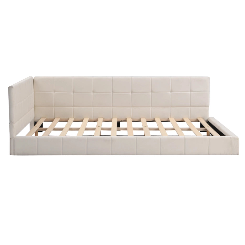 Letto poltrona multifunzione in velluto beige 140x200 cm
