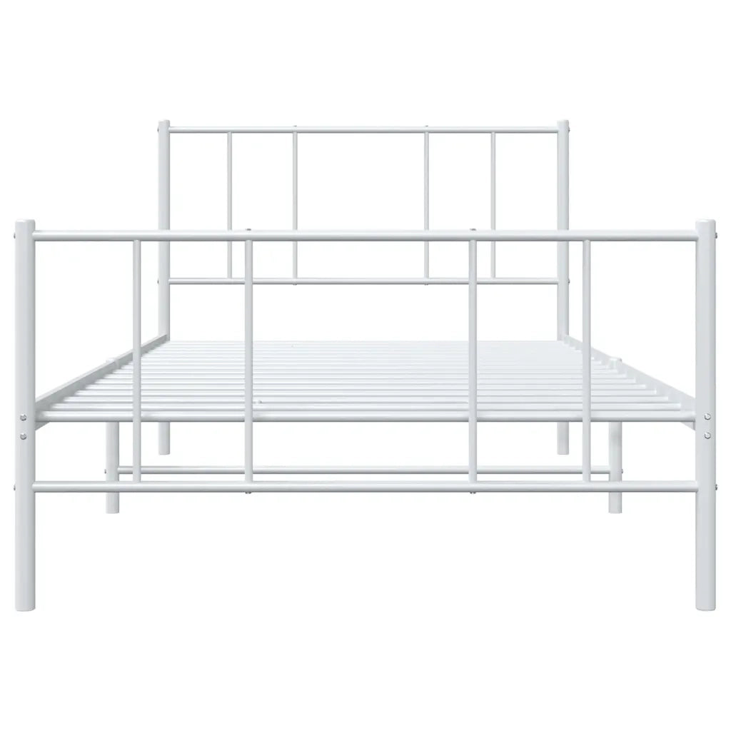 Giroletto con Testiera e Pediera-Struttura Letto Metallo Bianco 90x190 cm 505085