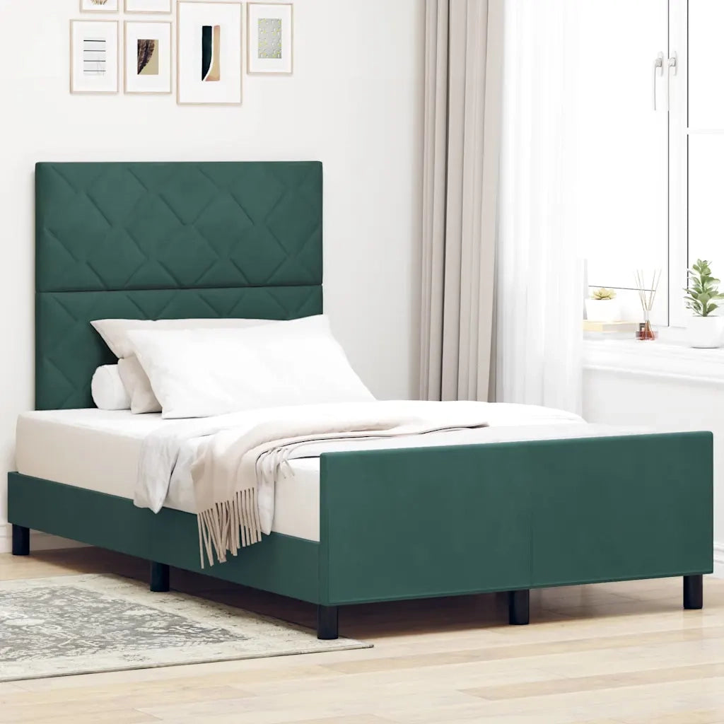 Letto a molle con testiera Verde Scuro 120 x 200 cm Velluto 3345002