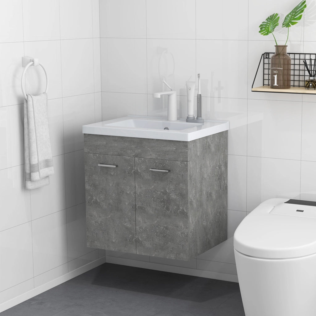 Mobile Bagno con Lavabo Armadio Sottolavabo Parete 2 Ante Grigio ¨C zephmum ¨C 60x45.5x60 cm
