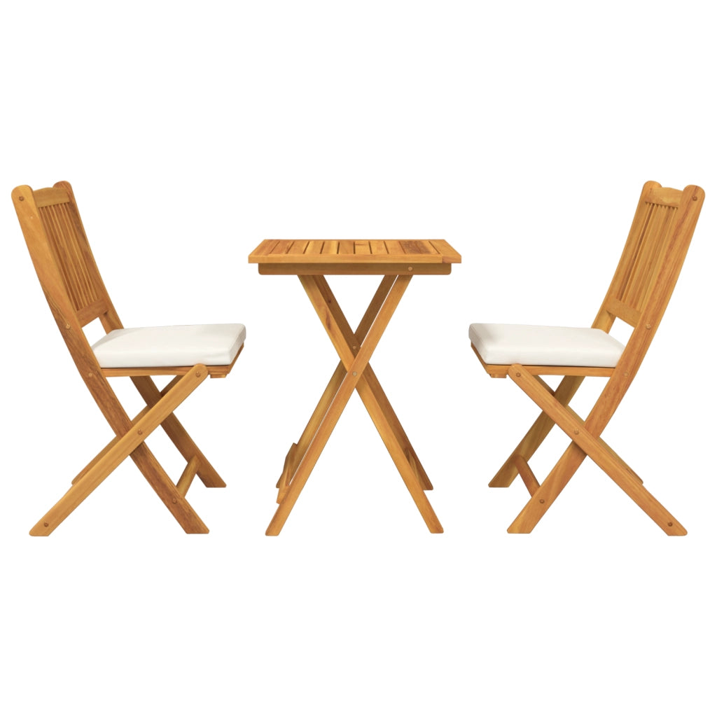 Set Bistro Giardino 3 Pezzi in Legno Massello di Acacia