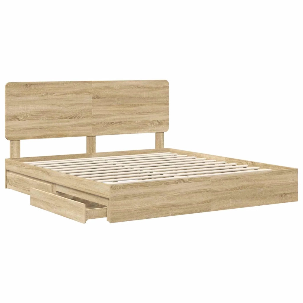 Letto con Contenitore con testiera Rovere Sonoma 180 x 200 cm