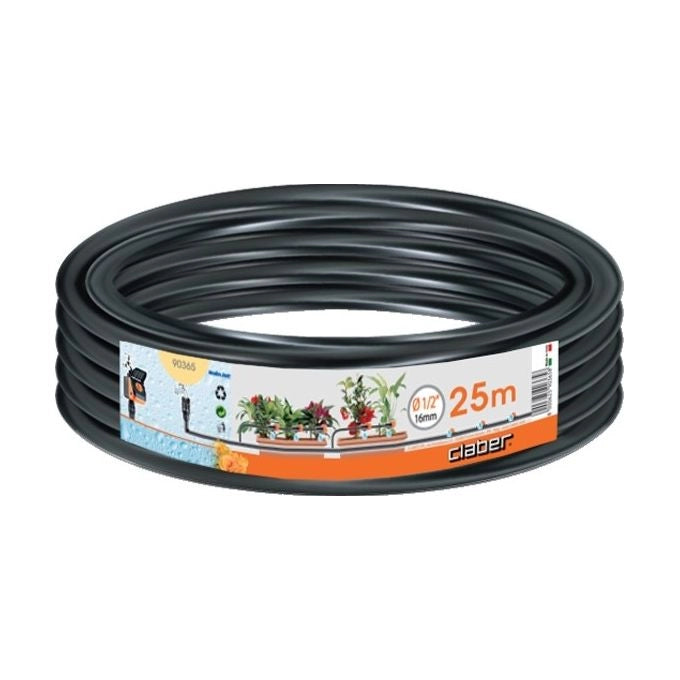 Claber 90362 Tubo Collettore per Irrigazione a Goccia 1-2'' 15 m Polietilene Antialghe Resistente UV colore Nero