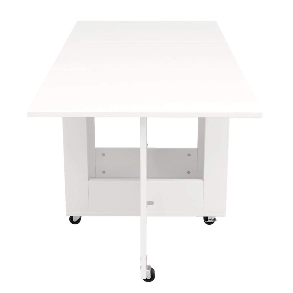 Tavolo da Pranzo Pieghevole con Cassetti e Ruote ¨C Xylo ¨C Bianco 120x75x75