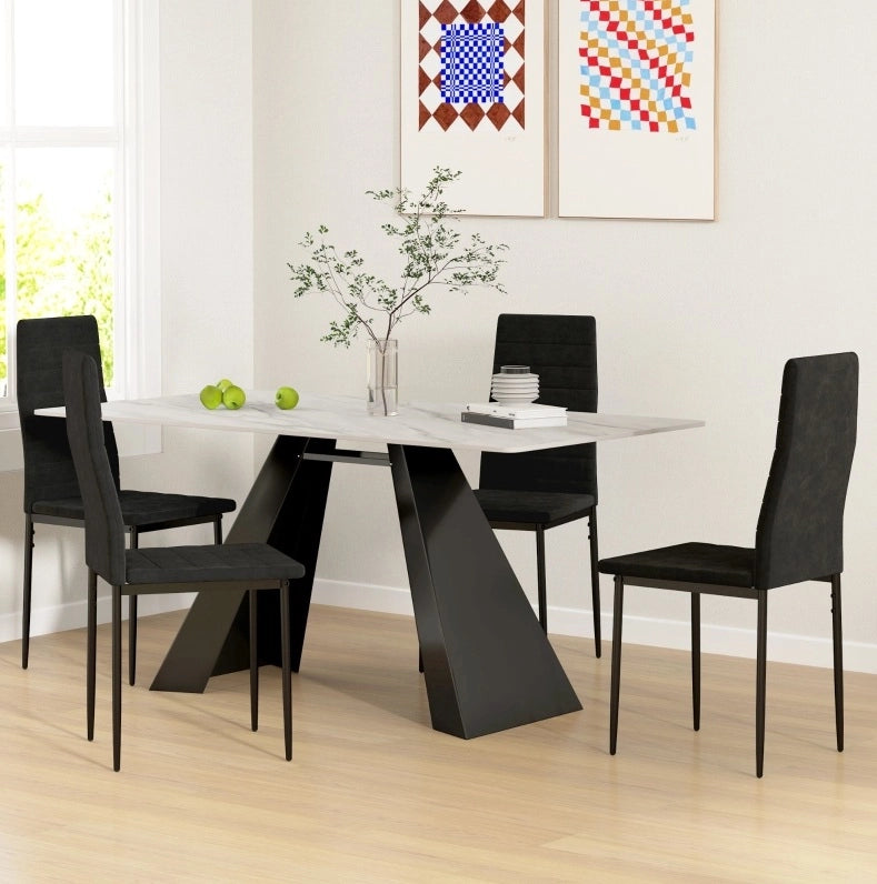 Set di 4 sedie da pranzo 41x50x97 cm con schienale alto ergonomico in metallo nero
