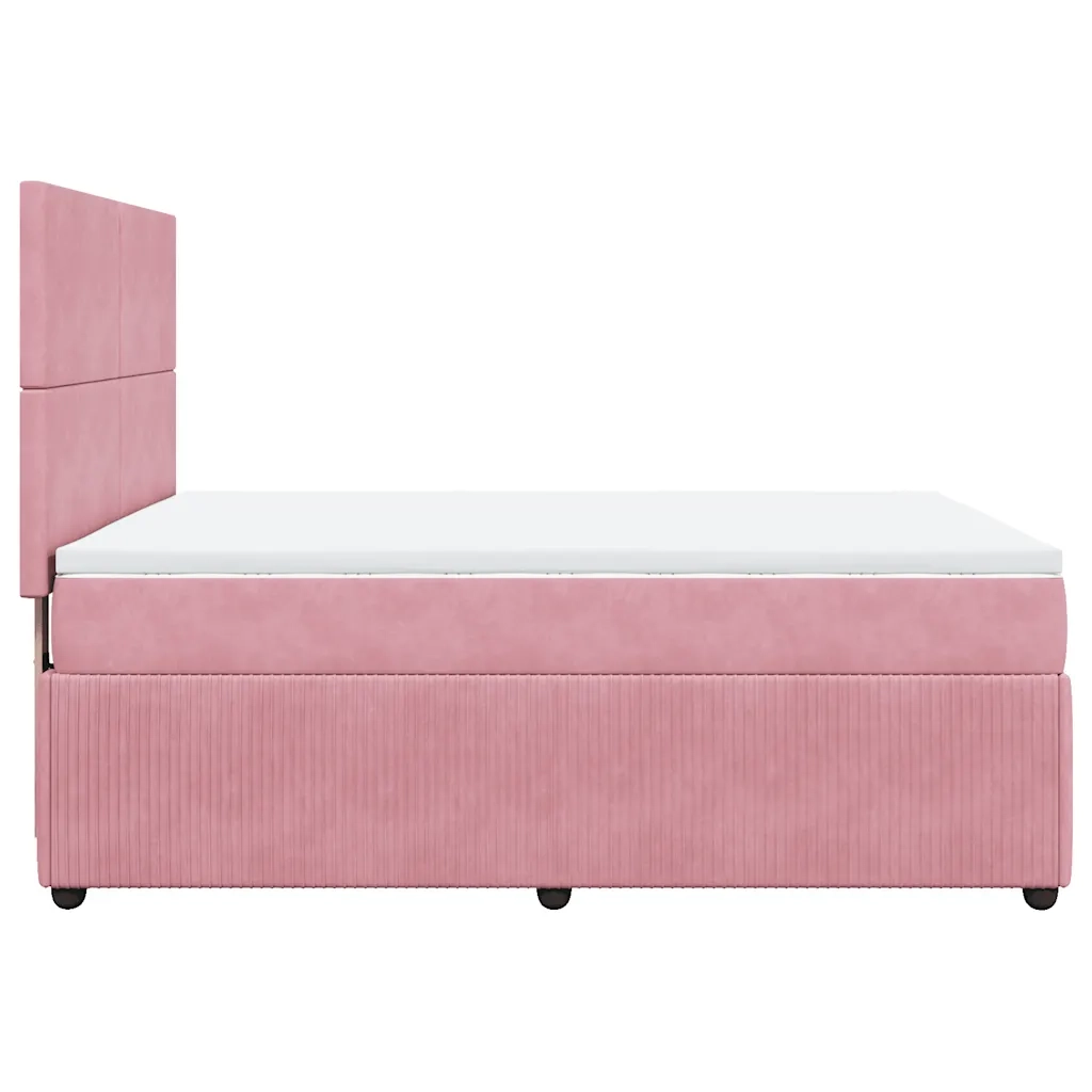 Giroletto a Molle con Materasso Rosa 140x200 cm in Velluto 3292357