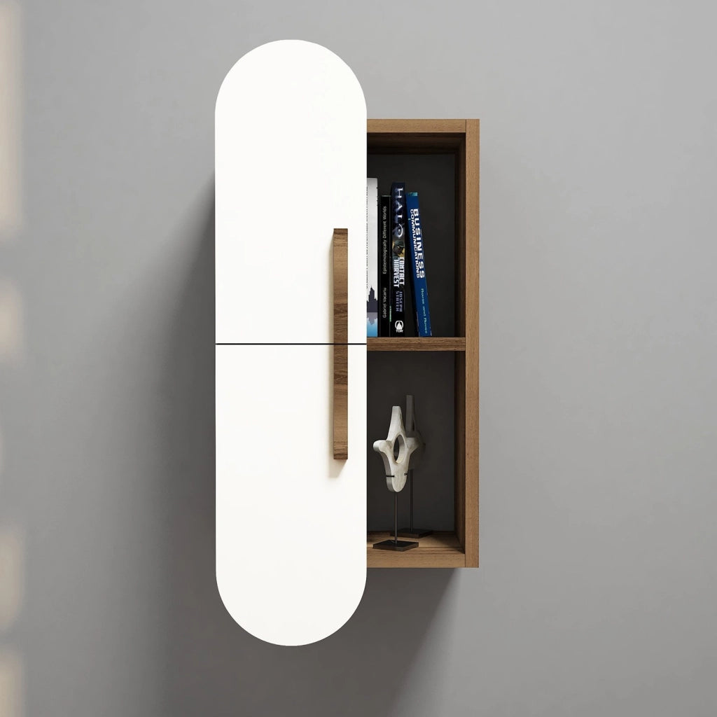 Mensola da parete in legno "Rose" - 35 x 22 x 60 cm - NoceBianco