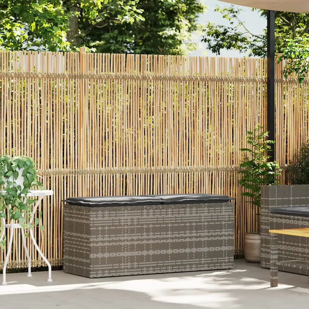 Panchina da Giardino | Panca da Giardino con Cuscino Grigio 110x40x44 cm in Polyrattan